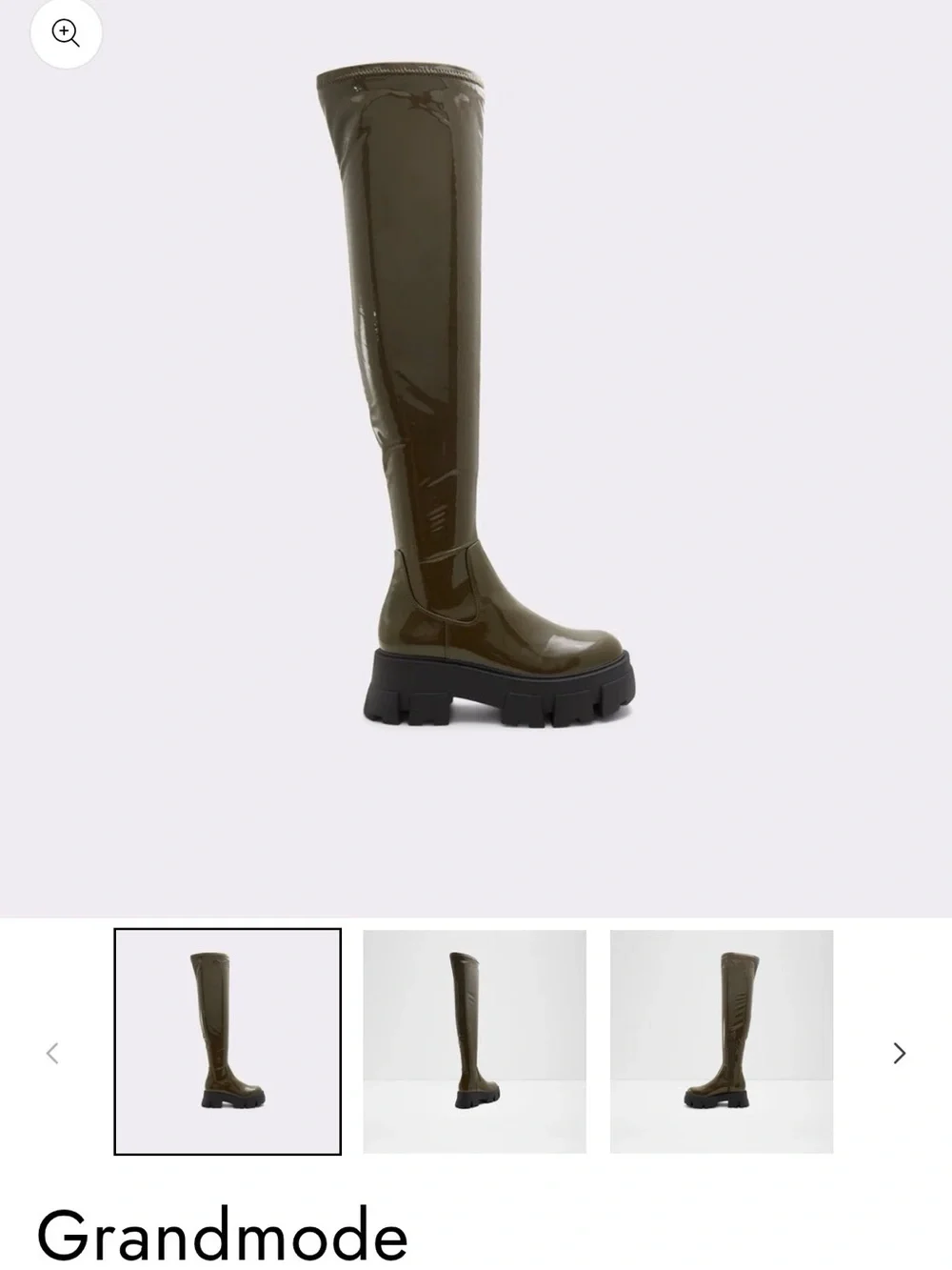 Aldo Olive Patent Over-the-Knee Lug Sole Boot